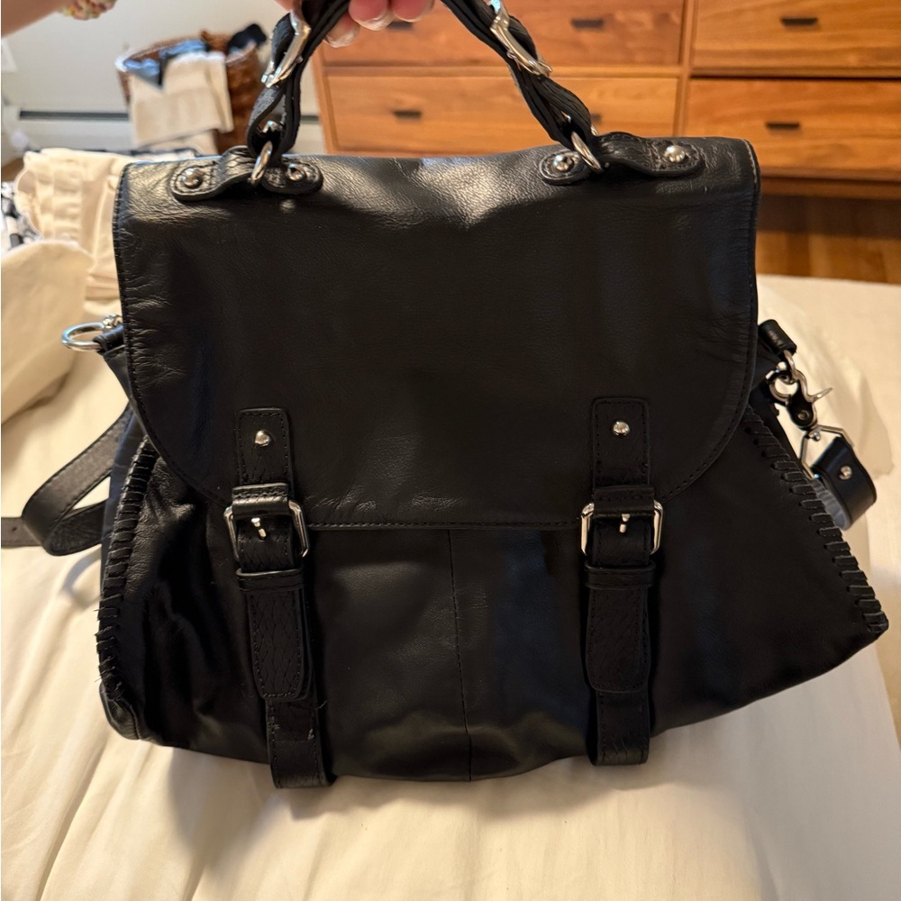 Treesje Black Leather Crossbody Bag